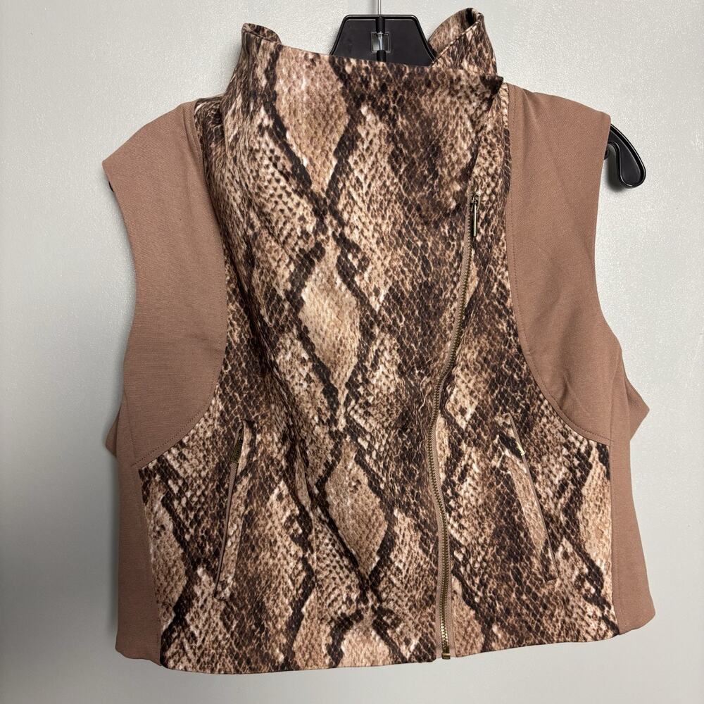K-Dash By Kardashian Women’s Snakeskin Zip Up Top Python Exotic Print Large